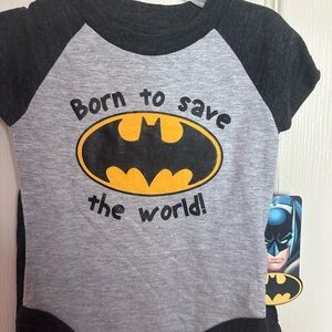 Gray and Black Batman Baby Onesie and shorts